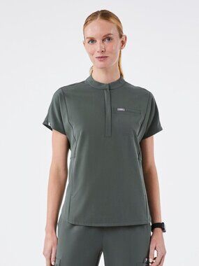 FIGS Women's Montex Mock Neck Medical Scrub Top in Bonsai - Size Small